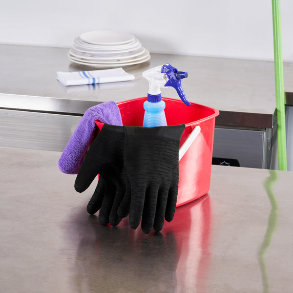 Restaurantware Clean Tek Professional 35 Mil Black Latex Chemical-Resistant Gloves - Non-Slip Unlined Heavy Duty - 21 3/4" - Pair - 10 Count Box
