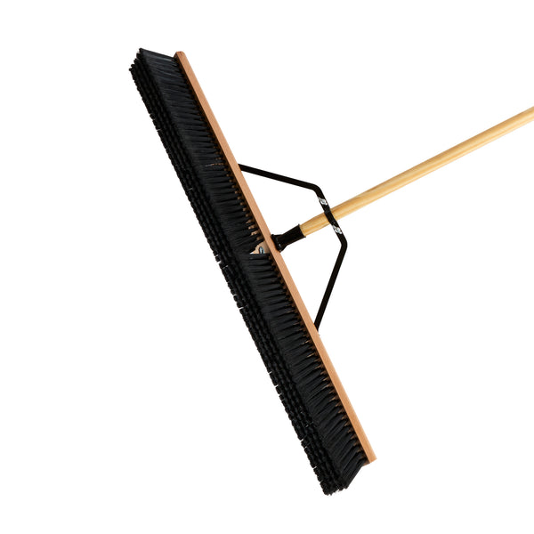 Restaurantware Clean Tek Professional 36" Contractor / Push Broom - With Fine Flagged Bristles 60" Wood Handle - 1 Count Box