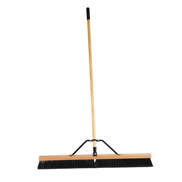 Restaurantware Clean Tek Professional 36" Contractor / Push Broom - With Fine Flagged Bristles 60" Wood Handle - 1 Count Box