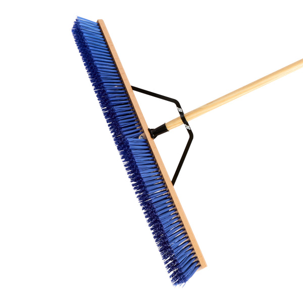 Restaurantware Clean Tek Professional 36" Contractor / Push Broom - With Heavy Flagged Bristles 60" Wood Handle - 1 Count Box