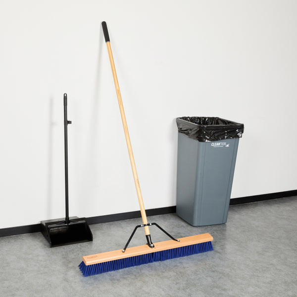 Restaurantware Clean Tek Professional 36" Contractor / Push Broom - With Heavy Flagged Bristles 60" Wood Handle - 1 Count Box