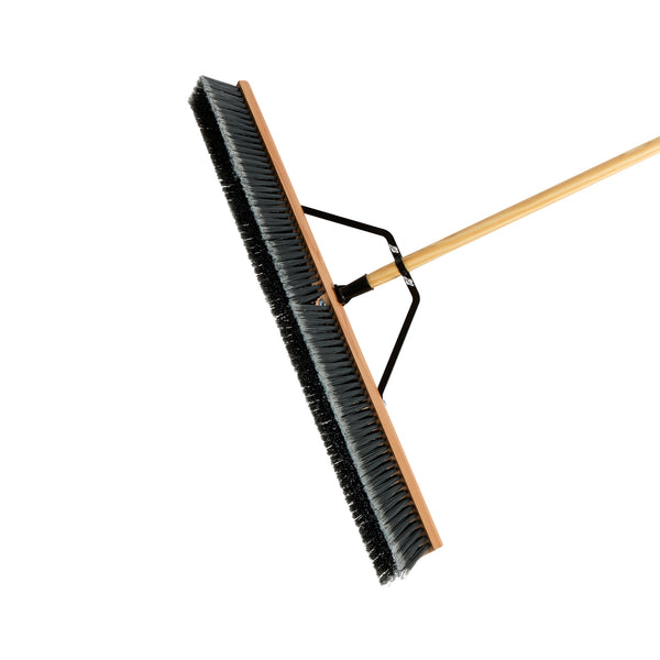 Restaurantware Clean Tek Professional 36" Contractor / Push Broom - With Medium Flagged Bristles 60" Wood Handle - 1 Count Box