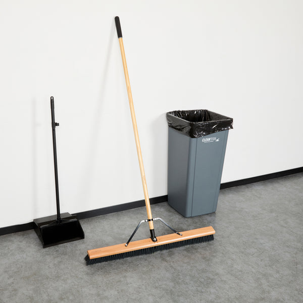 Restaurantware Clean Tek Professional 36" Contractor / Push Broom - With Medium Flagged Bristles 60" Wood Handle - 1 Count Box