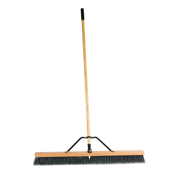 Restaurantware Clean Tek Professional 36" Contractor / Push Broom - With Medium Flagged Bristles 60" Wood Handle - 1 Count Box
