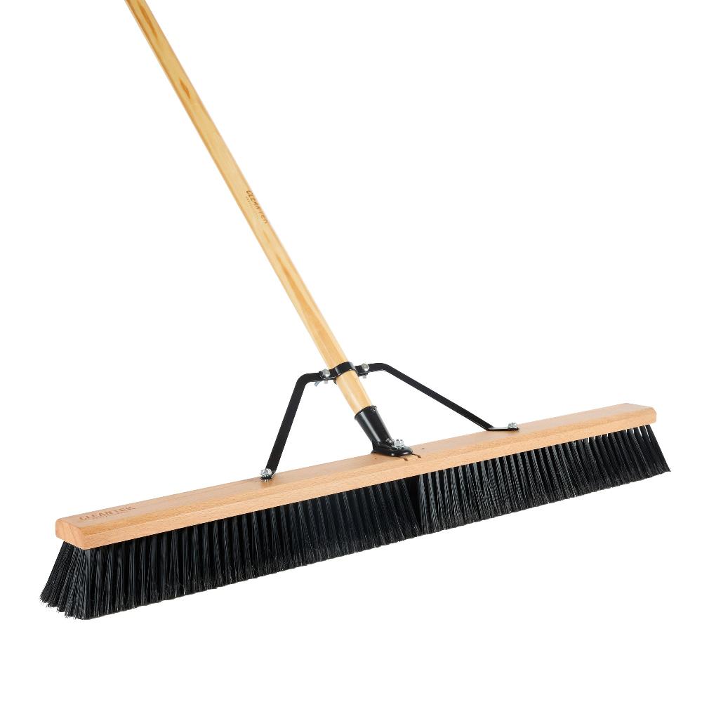 restaurantware Clean Tek Professional 36" Contractor / Push Broom - with Fine Flagged Bristles 60" Wood Handle - 1 count box
