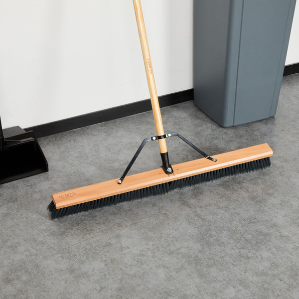Restaurantware Clean Tek Professional 36" Hardwood Contractor / Push Broom Head - With Medium Flagged Bristles - 1 Count Box