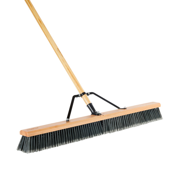 Restaurantware Clean Tek Professional 36" Hardwood Contractor / Push Broom Head - With Medium Flagged Bristles - 1 Count Box