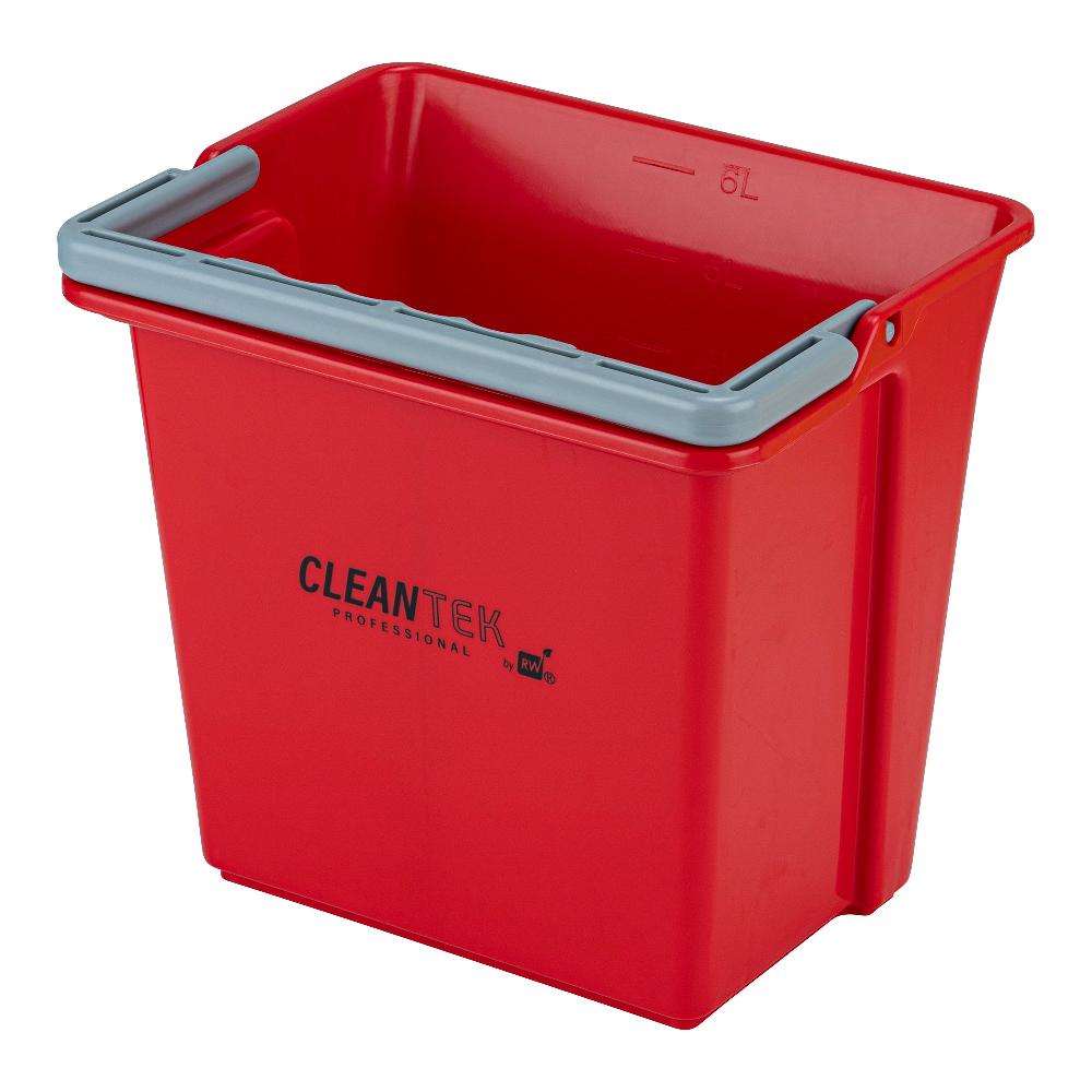 restaurantware Clean Tek Professional 6 Qt Red Cleaning Bucket - 9 1/4" x 7" x 8 3/4" - 1 count box