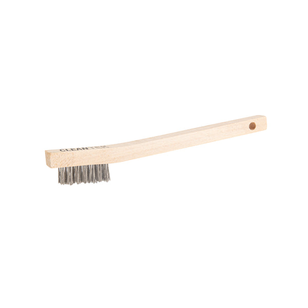 Restaurantware Clean Tek Professional 7 3/4" Stainless Steel Wire Bristle Grill / Oven Brush - With Curved Handle - 1 Count Box