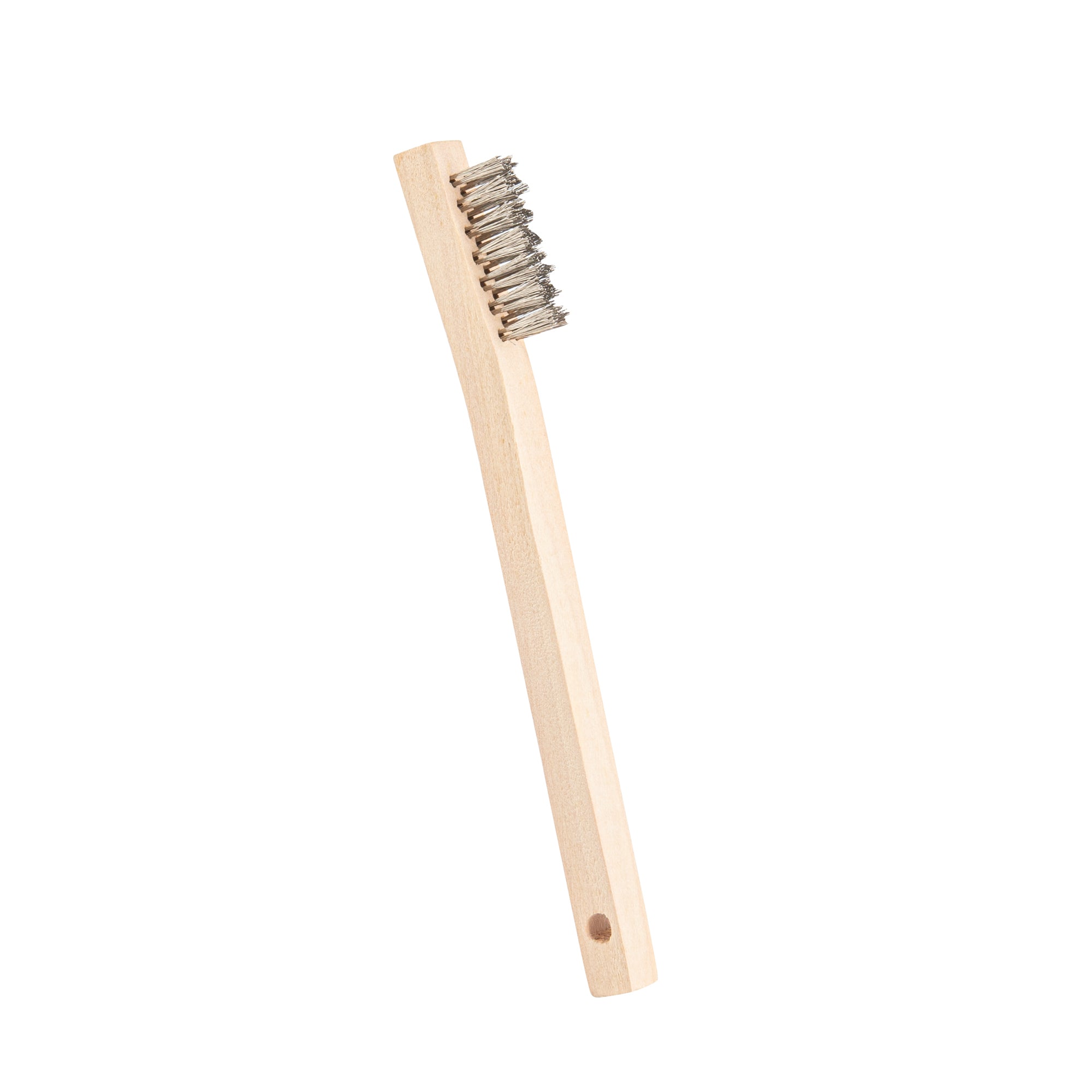 restaurantware Clean Tek Professional 7 3/4" Stainless Steel Wire Bristle Grill / Oven Brush - with Curved Handle - 1 count box