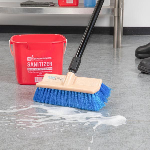 Restaurantware Clean Tek Professional 9 1/2" Beige Bi-Level Floor Scrub Brush Head - With Stiff Bristles - 1 Count Box