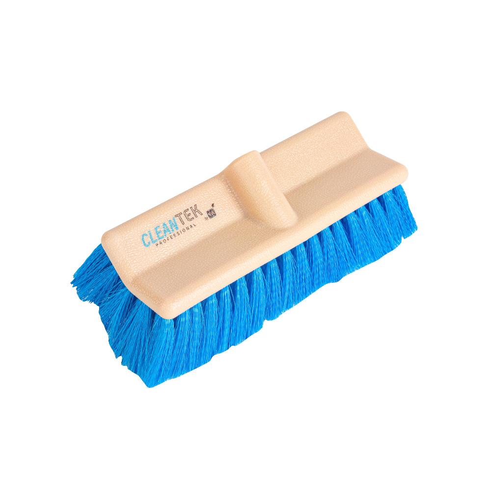 restaurantware Clean Tek Professional 9 1/2" Beige Bi-Level Floor Scrub Brush Head - with Stiff Bristles - 1 count box