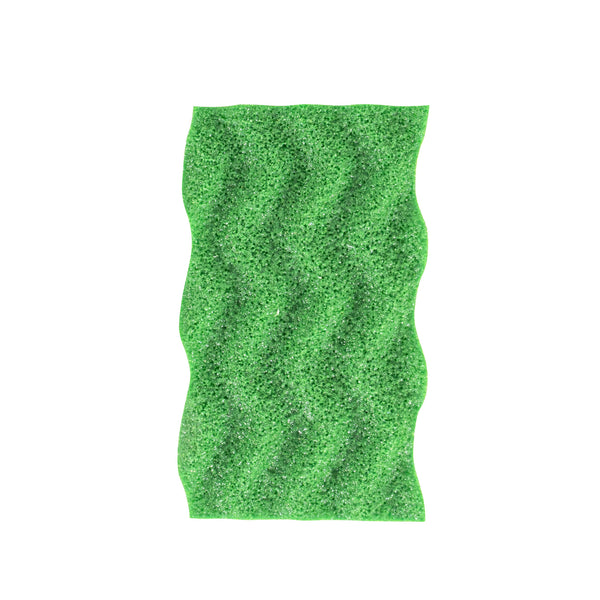 Restaurantware Clean Tek Professional All-Purpose Light And Dark Green Cellulose Scouring Sponge - Grooved - 4 1/2" X 2 1/2" X 1" - 60 Count Box