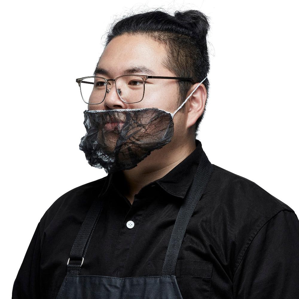 restaurantware Clean Tek Professional Black Disposable Beard Cover - 19" - 1000 count box