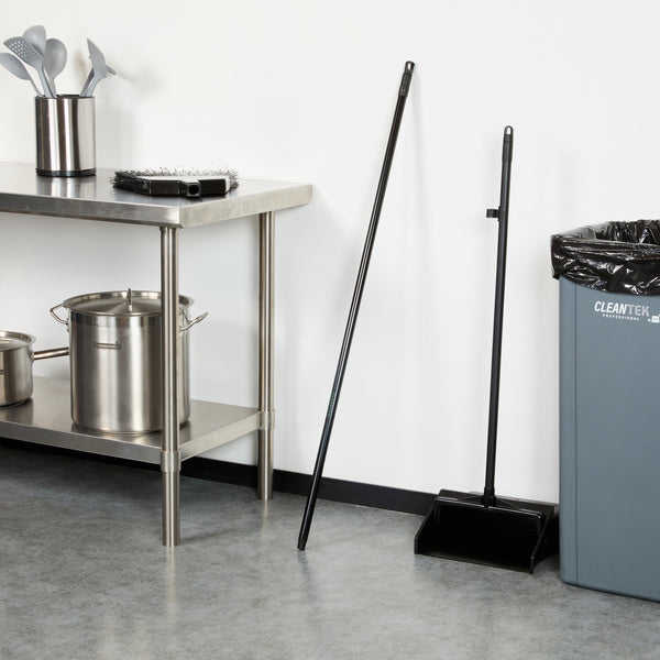 Restaurantware Clean Tek Professional Black Steel Angled Broom Handle - Threaded - 48" - 1 Count Box