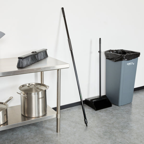 Restaurantware Clean Tek Professional Black Steel Push Broom Handle - Threaded - 59" - 1 Count Box