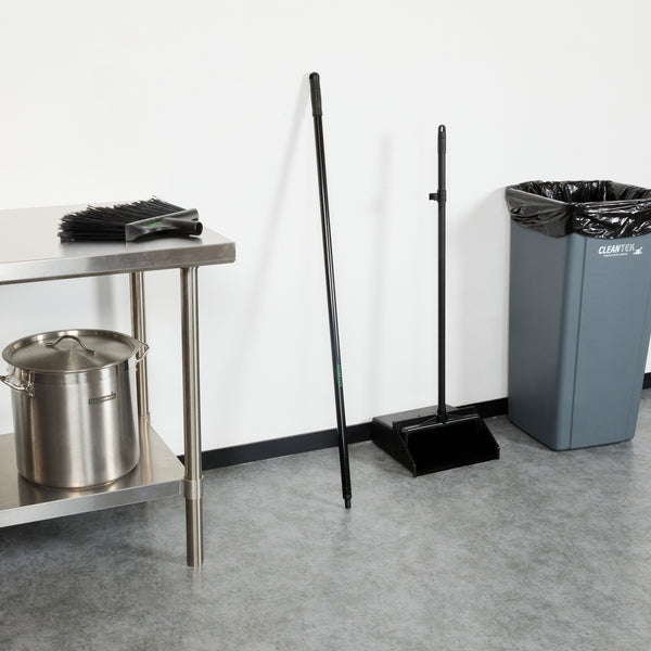 Restaurantware Clean Tek Professional Black Steel Wide Angled Broom Handle - Threaded - 48" - 1 Count Box