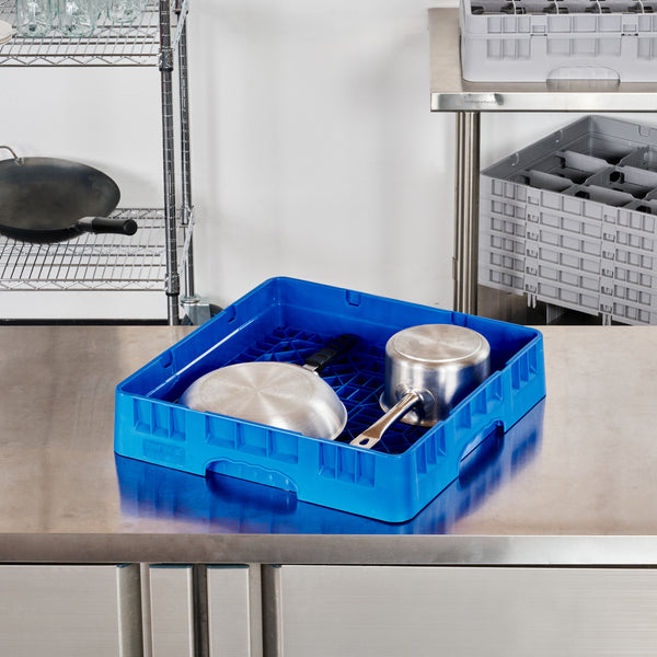 Restaurantware Clean Tek Professional Blue Base Rack - With Closed Sides - 19 3/4" X 19 3/4" X 4" - 1 Count Box