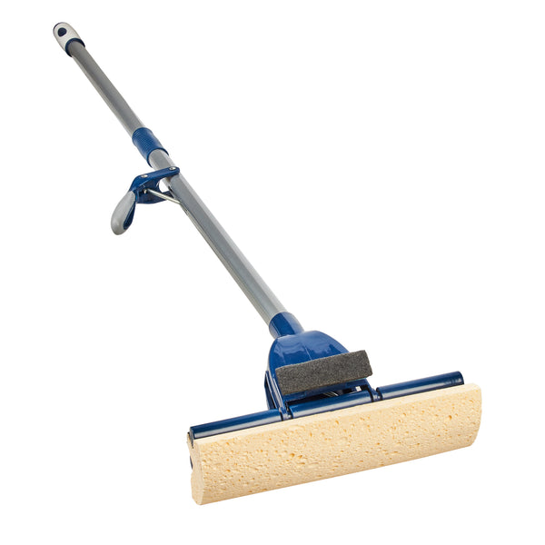 Restaurantware Clean Tek Professional Blue Cellulose Sponge Mop - With Handle Scouring Pad Attachment - 10 1/4" - 1 Count Box
