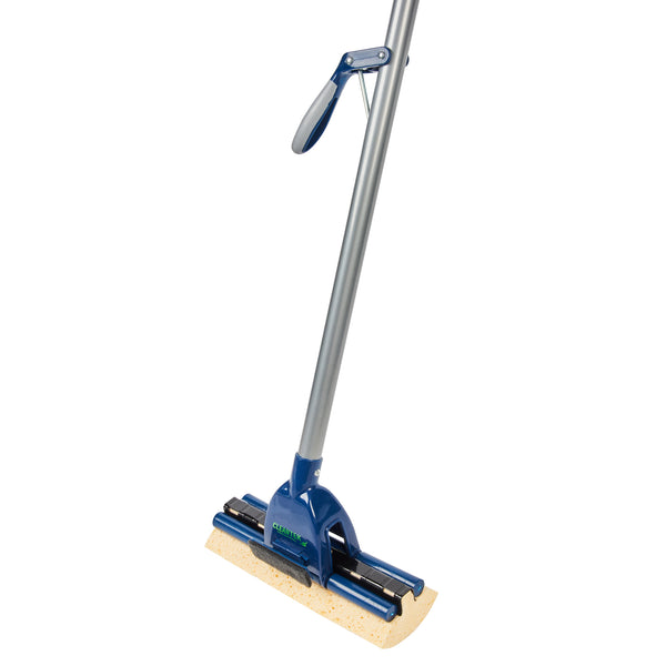 Restaurantware Clean Tek Professional Blue Cellulose Sponge Mop - With Handle Scouring Pad Attachment - 10 1/4" - 1 Count Box