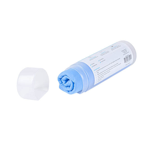 Restaurantware Clean Tek Professional Blue Chamois Cloth - With Storage Tube - 25 1/4'' X 17'' - 20 Count Box
