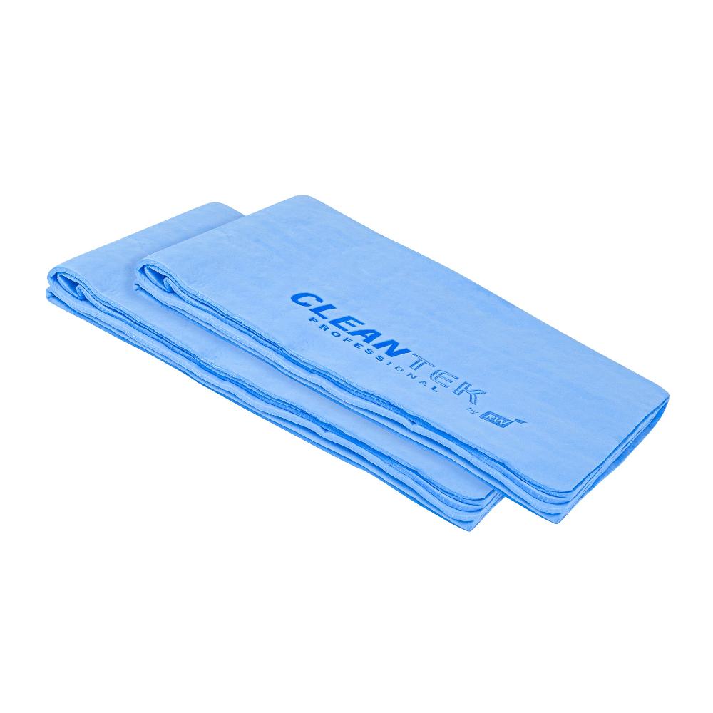 restaurantware Clean Tek Professional Blue Chamois Cloth - with Storage Tube - 25 1/4'' x 17'' - 20 count box