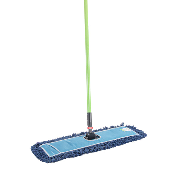 Restaurantware Clean Tek Professional Blue Cotton-Poly Blend Dust / Dry Mop - With 64" Handle - 24" X 5" - 1 Count Box