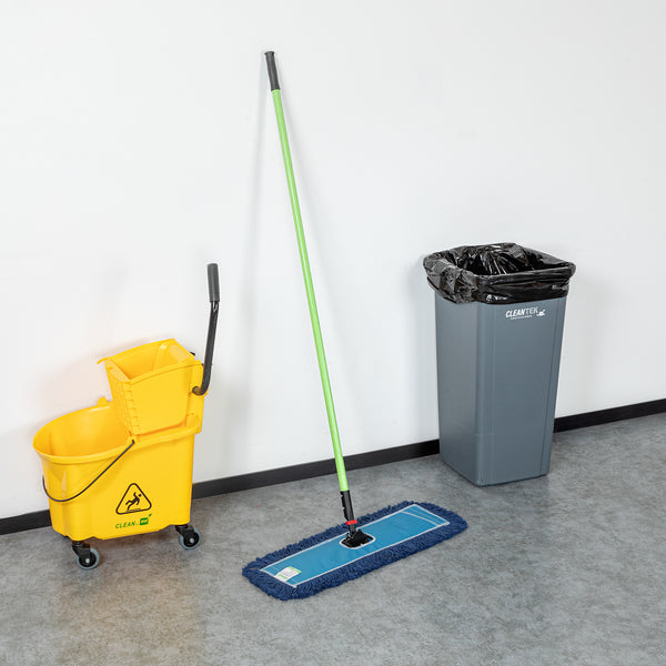 Restaurantware Clean Tek Professional Blue Cotton-Poly Blend Dust / Dry Mop - With 64" Handle - 24" X 5" - 1 Count Box