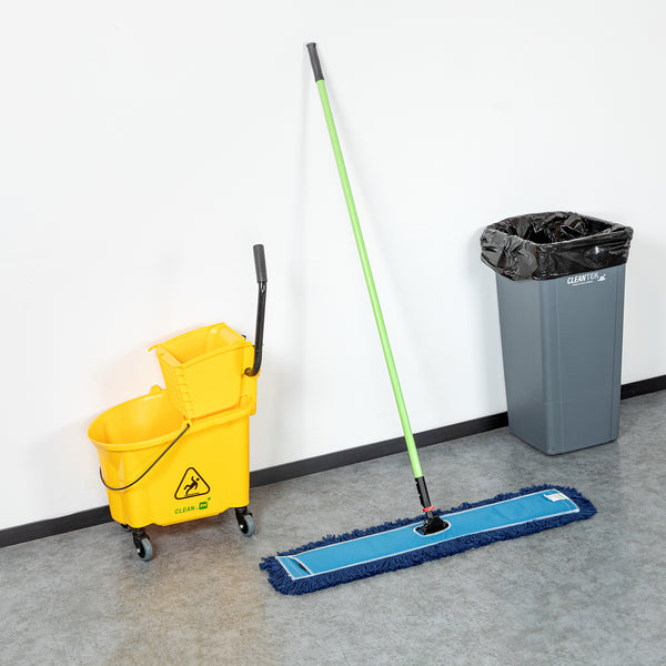Restaurantware Clean Tek Professional Blue Cotton-Poly Blend Dust / Dry Mop - With 64" Handle - 35 3/4" X 5" - 1 Count Box