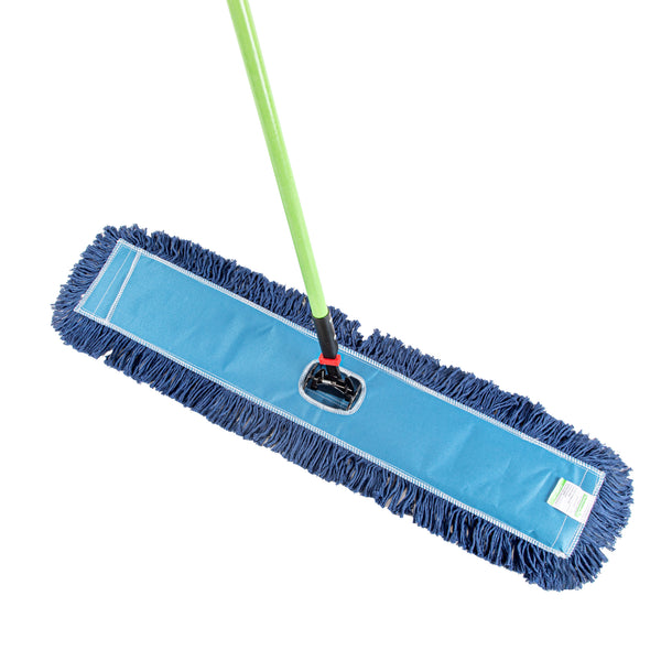 Restaurantware Clean Tek Professional Blue Cotton-Poly Blend Dust / Dry Mop - With 64" Handle - 35 3/4" X 5" - 1 Count Box