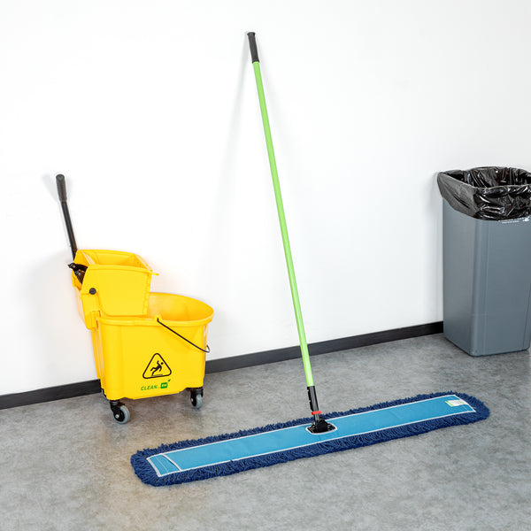 Restaurantware Clean Tek Professional Blue Cotton-Poly Blend Dust / Dry Mop - With 64" Handle - 48" X 5" - 1 Count Box