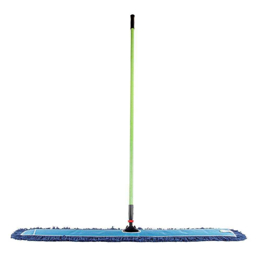 restaurantware Clean Tek Professional Blue Cotton-Poly Blend Dust / Dry Mop - with 64" Handle - 48" x 5" - 1 count box
