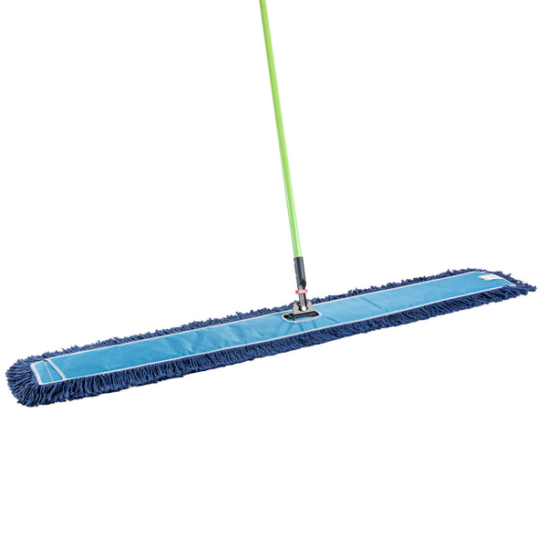 Restaurantware Clean Tek Professional Blue Cotton-Poly Blend Dust / Dry Mop - With 64" Handle - 59 3/4" X 5" - 1 Count Box