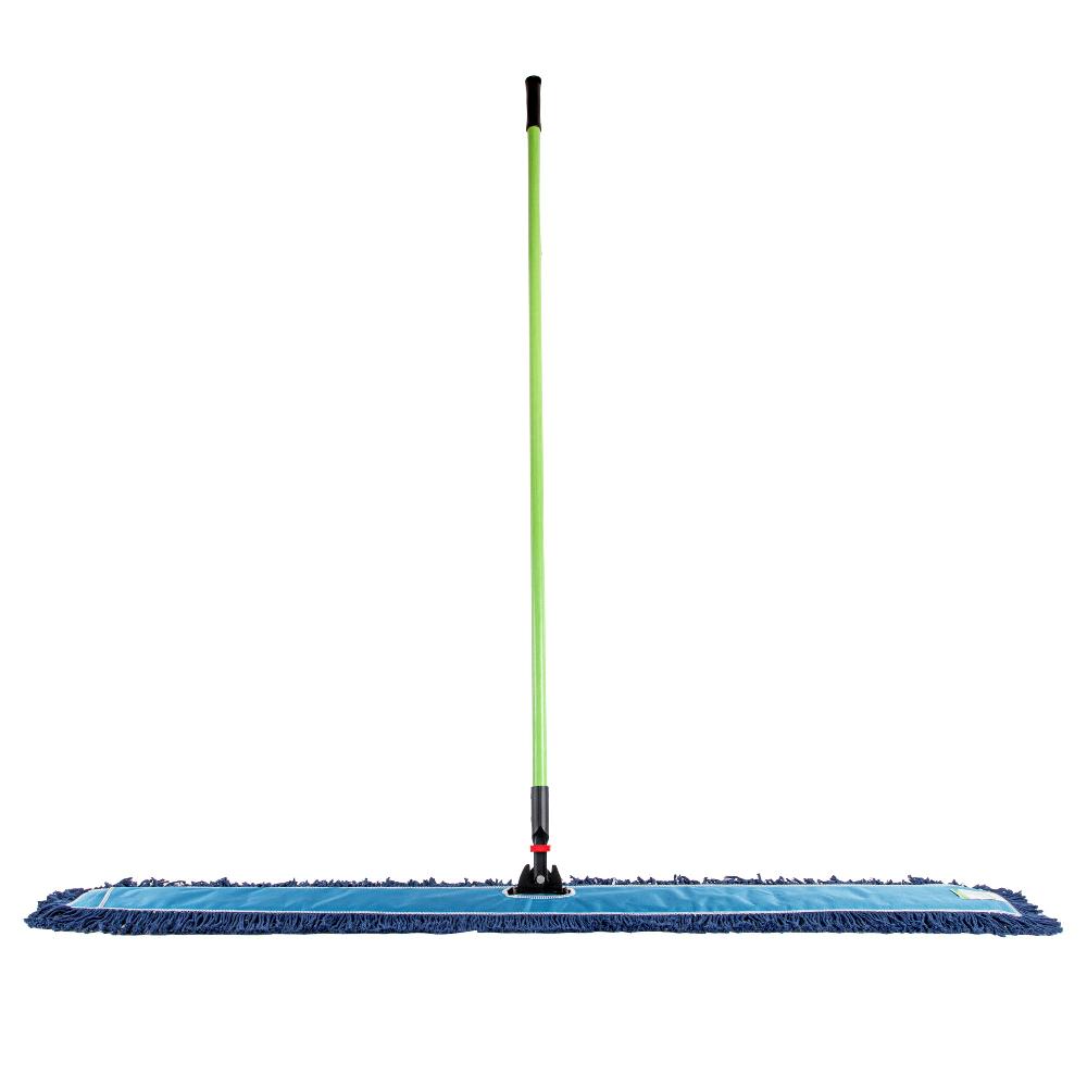 restaurantware Clean Tek Professional Blue Cotton-Poly Blend Dust / Dry Mop - with 64" Handle - 59 3/4" x 5" - 1 count box