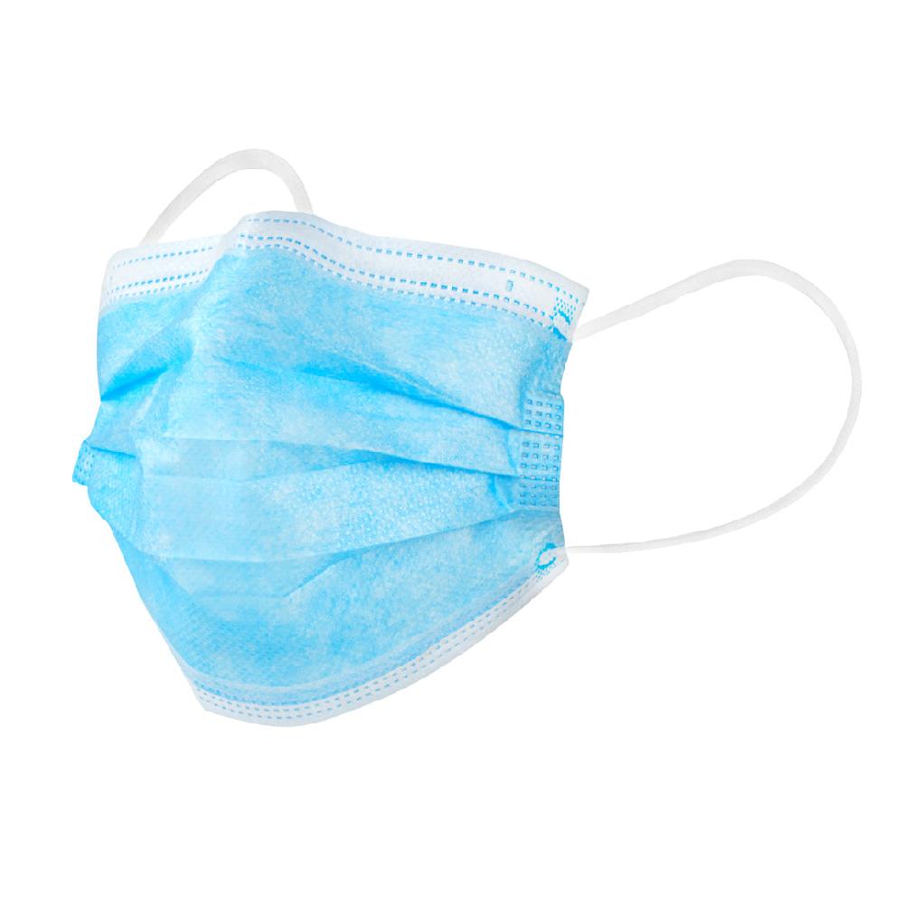 restaurantware Clean Tek Professional Blue Disposable Earloop Face Mask - 3-Layer Filtration - 7" x 3 3/4" - 1000 count box