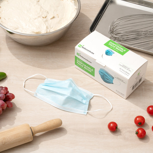 Restaurantware Clean Tek Professional Blue Disposable Earloop Protective Face Mask - Level 2 3-Layer Filtration - 7" X 3 3/4" - 2000 Count Box