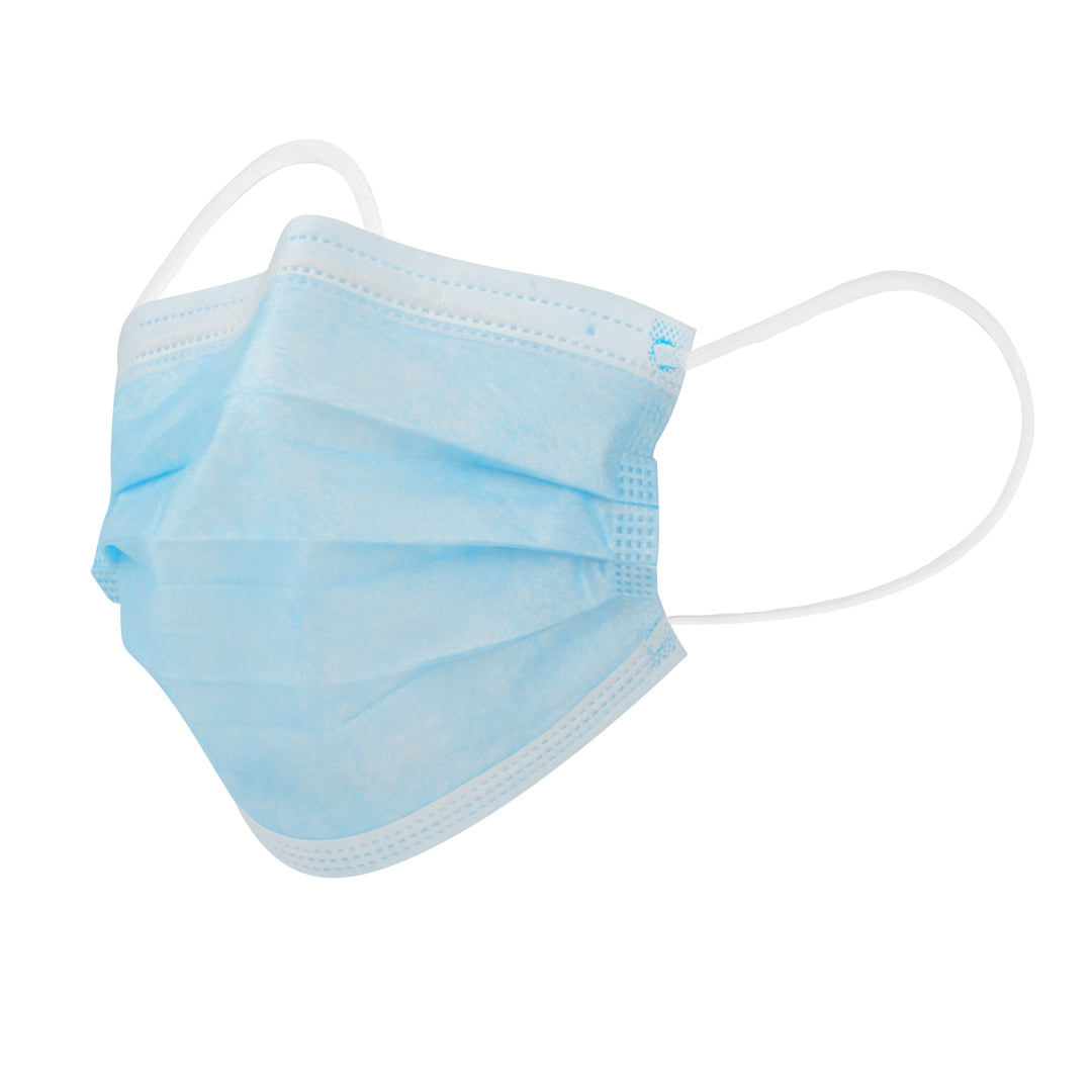 restaurantware Clean Tek Professional Blue Disposable Earloop Protective Face Mask - Level 2 3-Layer Filtration - 7" x 3 3/4" - 2000 count box