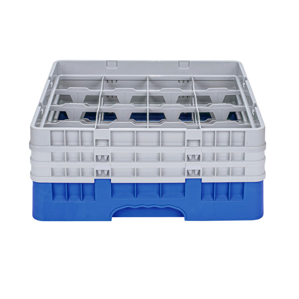 Restaurantware Clean Tek Professional Blue Glass Rack - 16 Compartments 1 Full Drop And 2 Half Drop Extenders - 19 3/4" X 19 3/4" X 8 3/4" - 1 Count Box