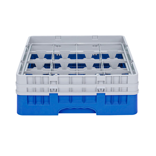 Restaurantware Clean Tek Professional Blue Glass Rack - 16 Compartments 1 Full Drop And 1 Half Drop Extender - 19 3/4" X 19 3/4" X 7 1/4" - 1 Count Box