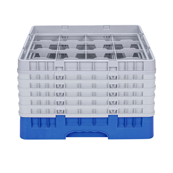 Restaurantware Clean Tek Professional Blue Glass Rack - 16 Compartments 1 Full Drop And 5 Half Drop Extenders - 19 3/4" X 19 3/4" X 13 3/4" - 1 Count Box