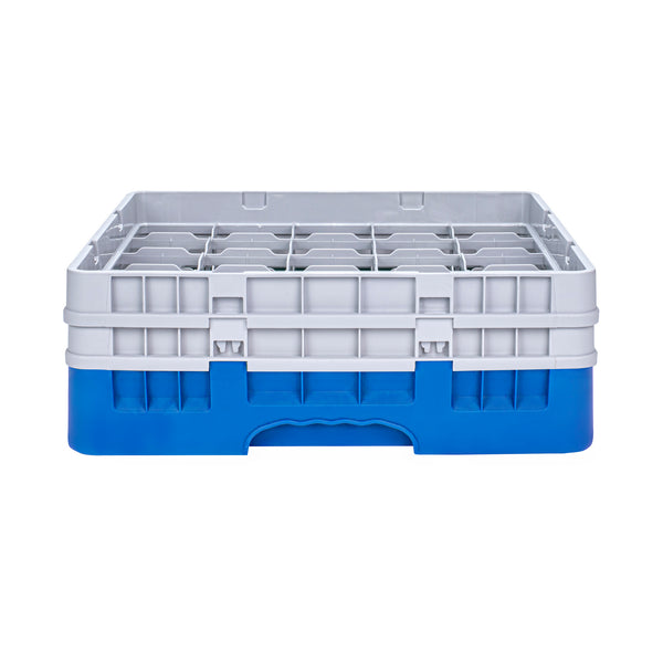 Restaurantware Clean Tek Professional Blue Glass Rack - 25 Compartments 1 Full Drop And 1 Half Drop Extender - 19 3/4" X 19 3/4" X 7 1/4" - 1 Count Box