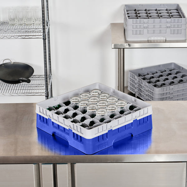 Restaurantware Clean Tek Professional Blue Glass Rack - 36 Compartments 1 Full Drop Extender - 19 3/4" X 19 3/4" X 5 3/4" - 1 Count Box
