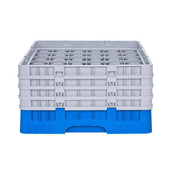 Restaurantware Clean Tek Professional Blue Glass Rack - 36 Compartments 1 Full Drop And 3 Half Drop Extenders - 19 3/4" X 19 3/4" X 10 1/2" - 1 Count Box