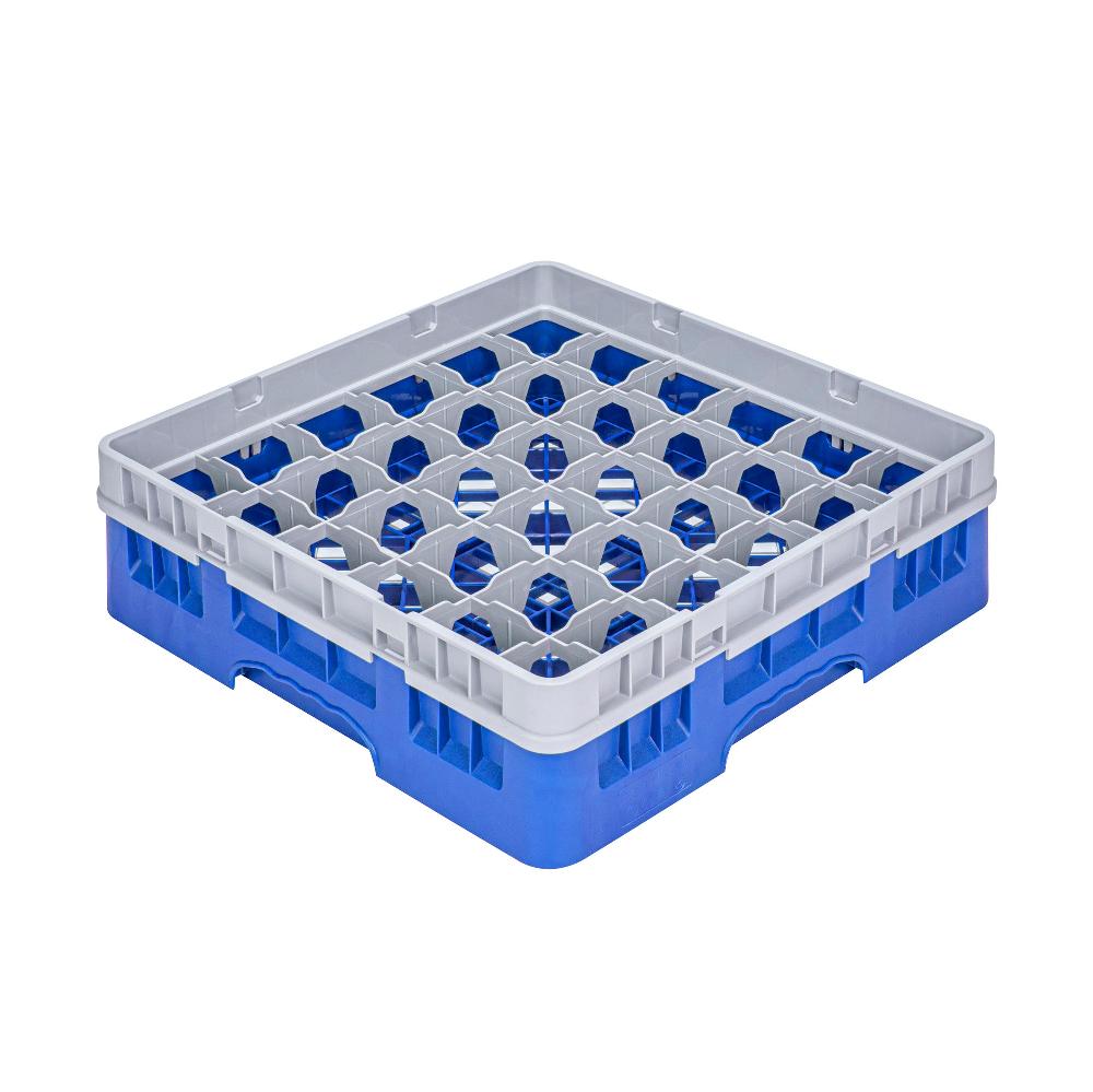 restaurantware Clean Tek Professional Blue Glass Rack - 36 Compartments 1 Full Drop Extender - 19 3/4" x 19 3/4" x 5 3/4" - 1 count box