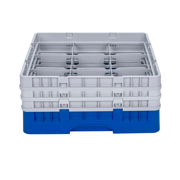 Restaurantware Clean Tek Professional Blue Glass Rack - 9 Compartments 1 Full Drop And 2 Half Drop Extenders - 19 3/4" X 19 3/4" X 8 3/4" - 1 Count Box
