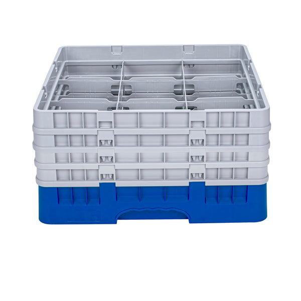 Restaurantware Clean Tek Professional Blue Glass Rack - 9 Compartments 1 Full Drop And 3 Half Drop Extenders - 19 3/4" X 19 3/4" X 10 1/2" - 1 Count Box