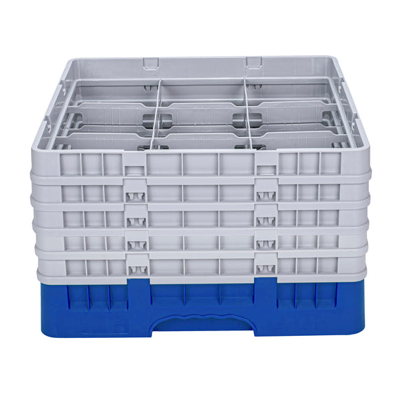 Restaurantware Clean Tek Professional Blue Glass Rack - 9 Compartments 1 Full Drop And 4 Half Drop Extenders - 19 3/4" X 19 3/4" X 12 1/4" - 1 Count Box