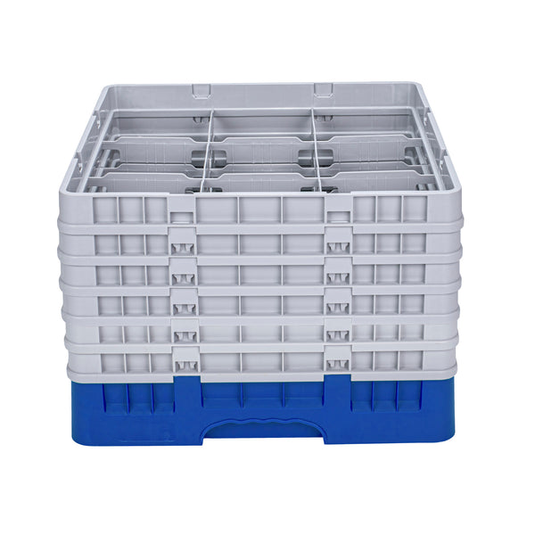 Restaurantware Clean Tek Professional Blue Glass Rack - 9 Compartments 1 Full Drop And 5 Half Drop Extenders - 19 3/4" X 19 3/4" X 13 3/4" - 1 Count Box