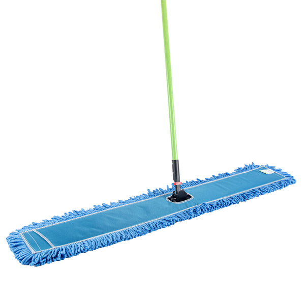 Restaurantware Clean Tek Professional Blue Microfiber Dust / Dry Mop - With 64" Handle - 48" X 5" - 1 Count Box