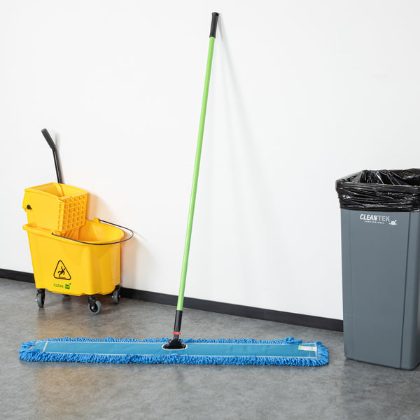 Restaurantware Clean Tek Professional Blue Microfiber Dust / Dry Mop - With 64" Handle - 48" X 5" - 1 Count Box